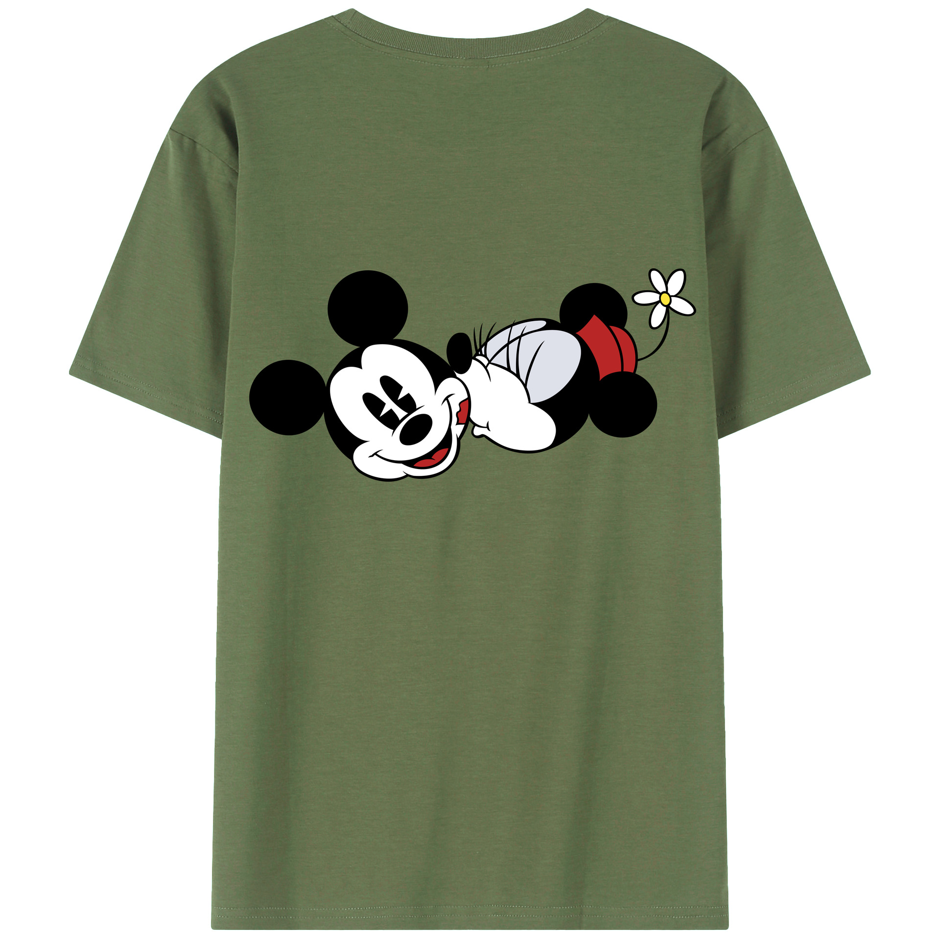 ミッキーマウス Mickey Mouse 綿100％ メンズ半袖Tシャツ（バックプリント） 通気性